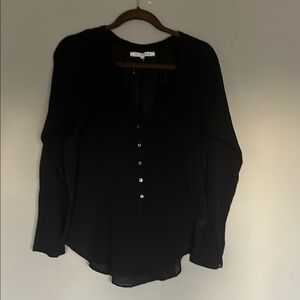 Xirena Black Gauze Blouse (partial)Button Front SZ S